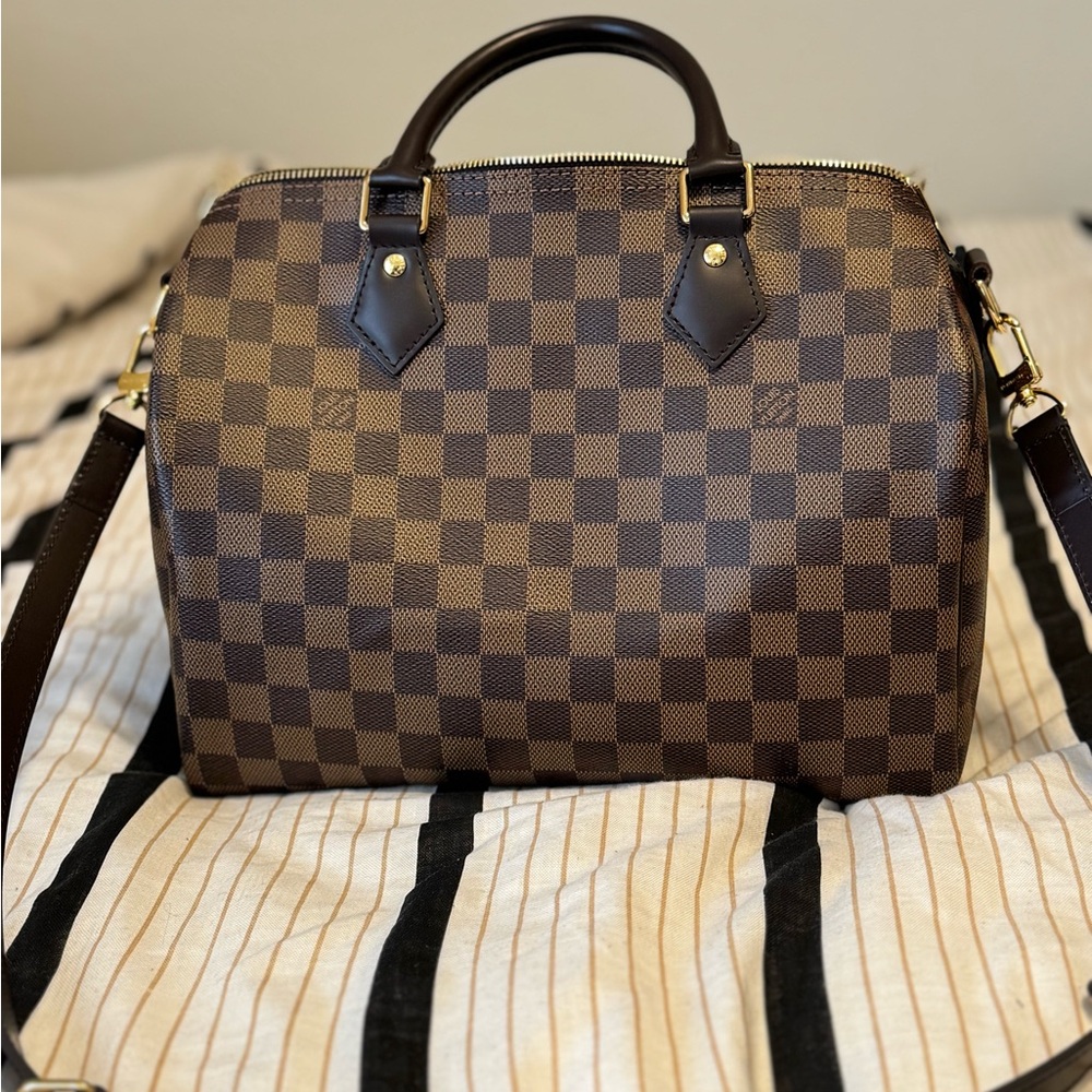 Authentic Louis Vuitton Speedy 30 Bandouliere in Damier Ebene